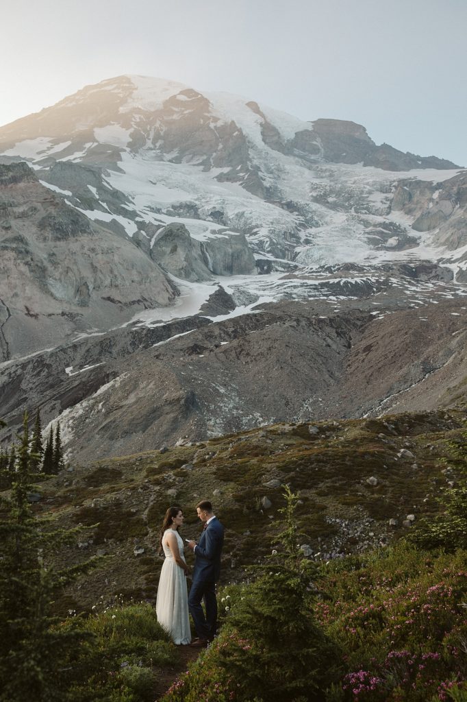 bride and groom eloping mountain wedding
