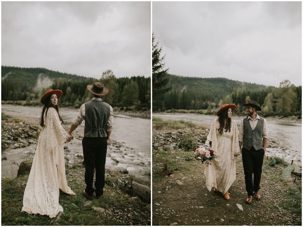 mountain elopement bride and groom